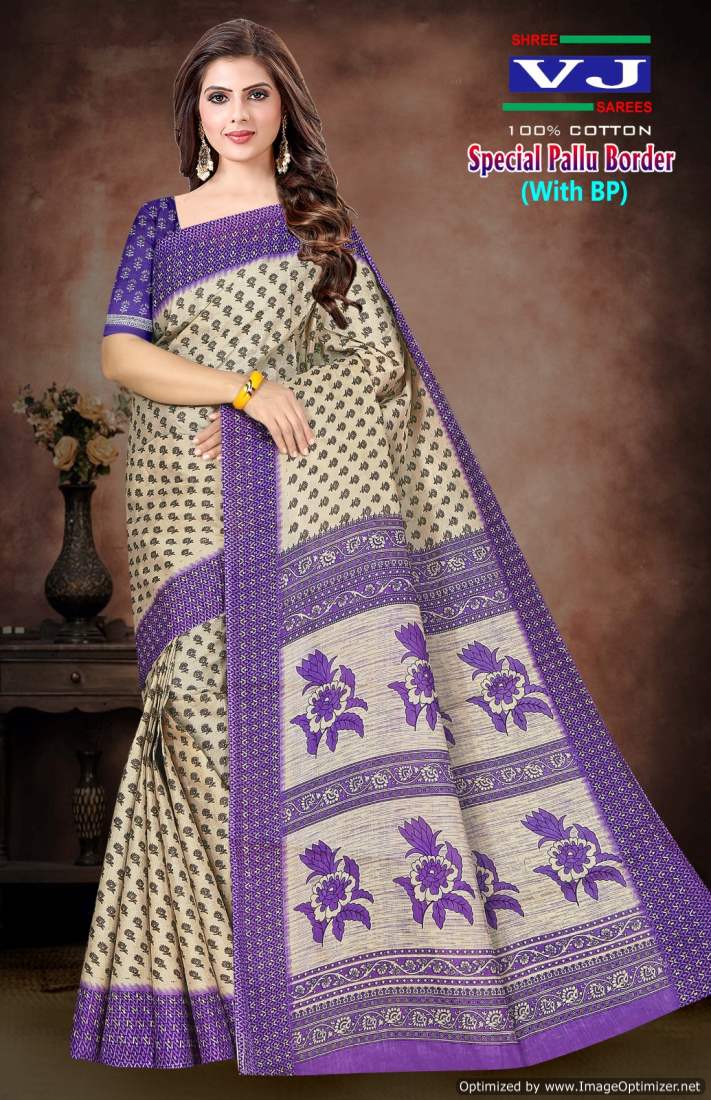 Special Pallu Border By Shree Vj Daily Wear Cotton Printed Sarees Wholesalers In Delhi
